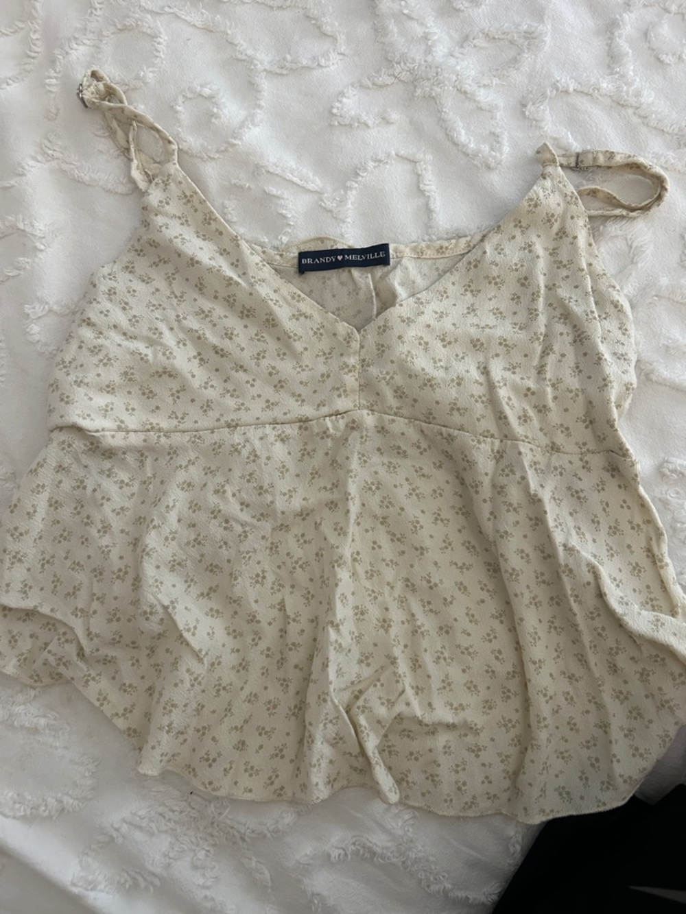 Brandy Melville Cream Floral Spaghetti Cami